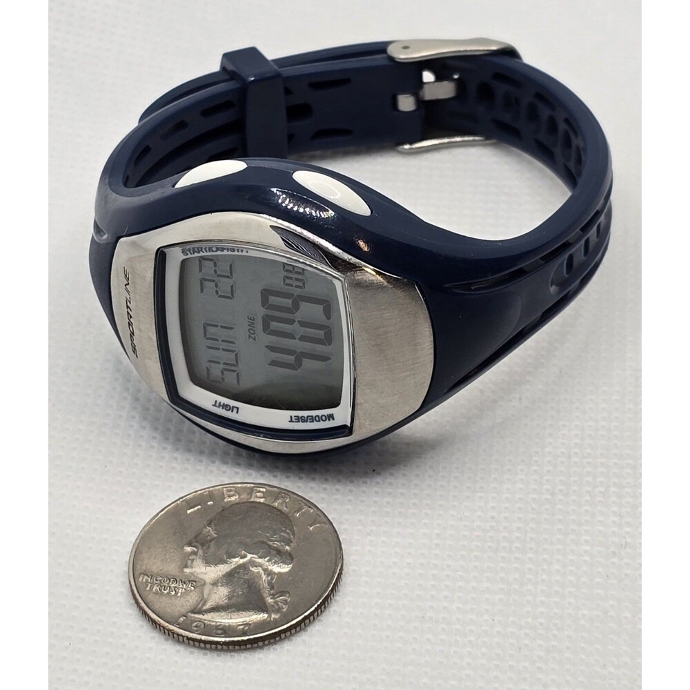 Women's Sportline Duo Oval Blue Dial Heart Rate Monitor Digital Watch 03 - Picture 6 of 8